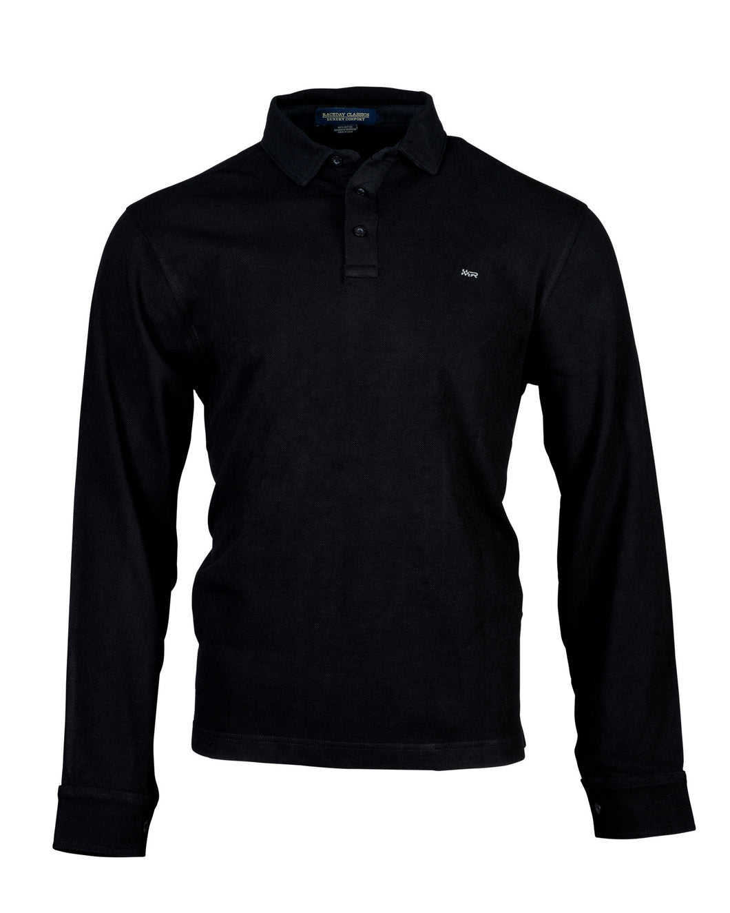 Luxury Black Polo, Long Sleeves, Perfect Collars, Thick Cotton, Regular Fit